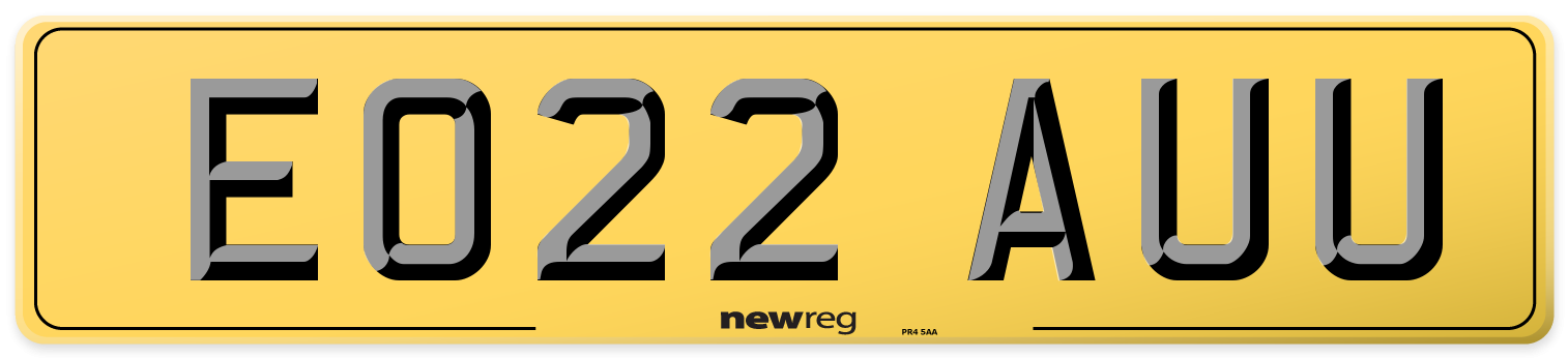 EO22 AUU Rear Number Plate