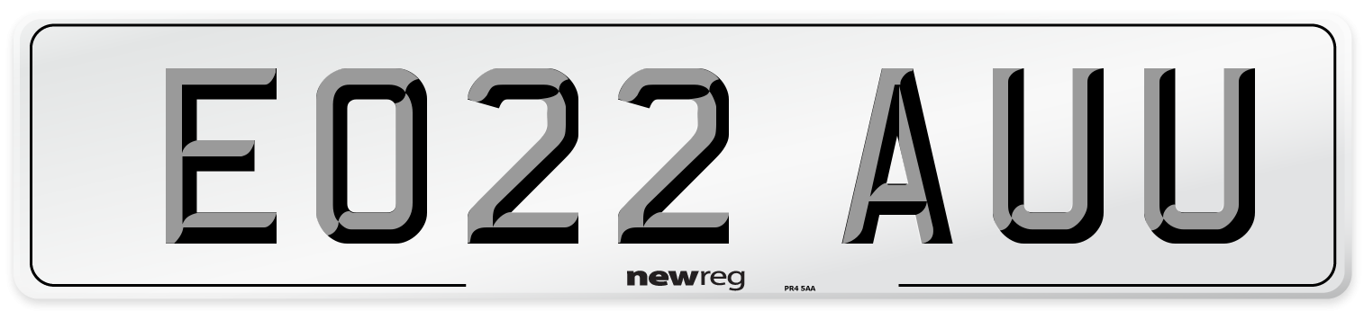 EO22 AUU Front Number Plate