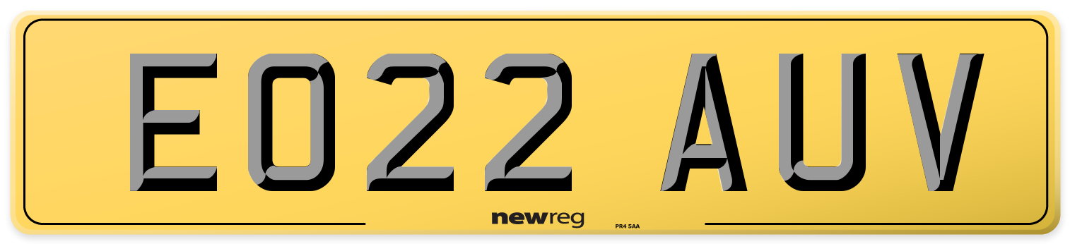 EO22 AUV Rear Number Plate
