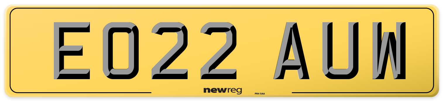 EO22 AUW Rear Number Plate