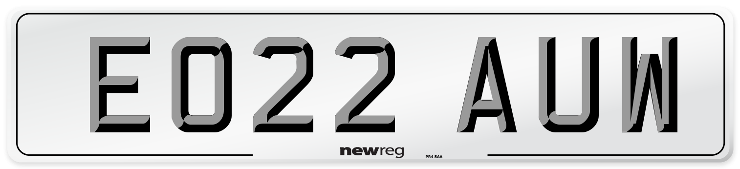 EO22 AUW Front Number Plate