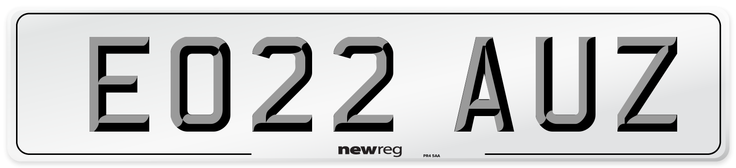 EO22 AUZ Front Number Plate