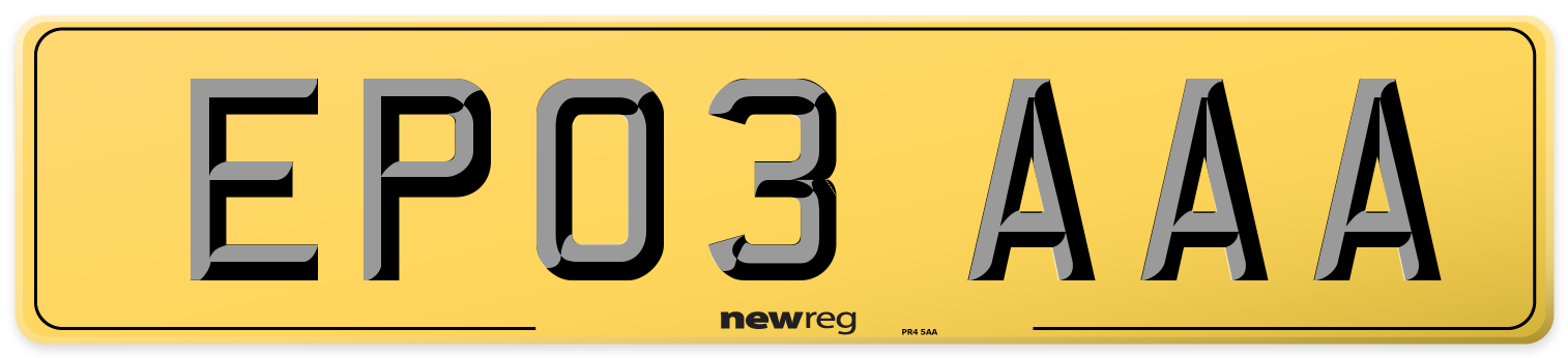 EP03 AAA Rear Number Plate