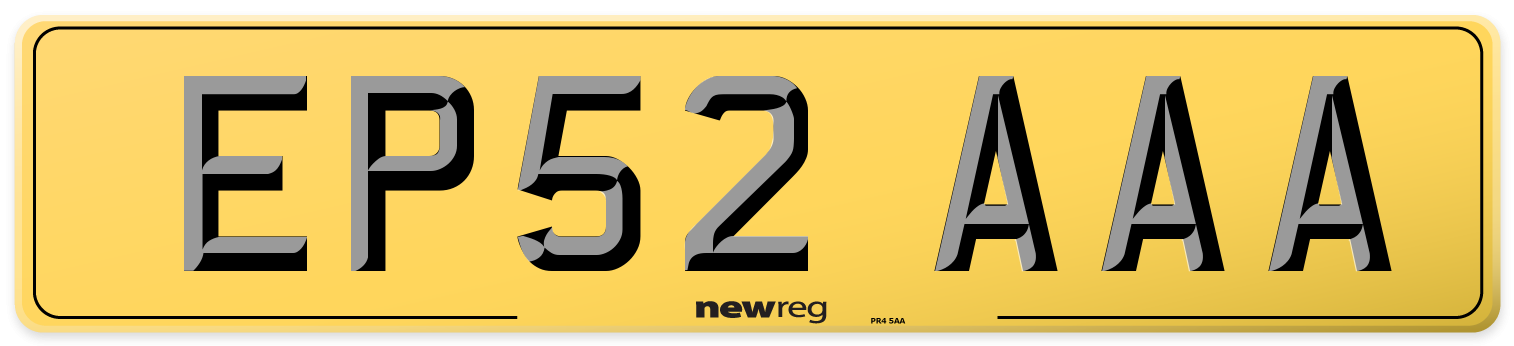 EP52 AAA Rear Number Plate