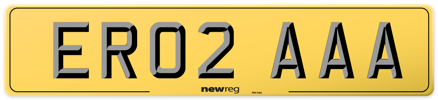 ER02 AAA Rear Number Plate
