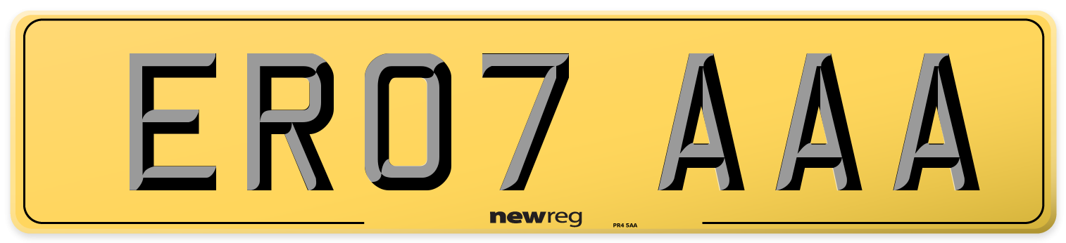 ER07 AAA Rear Number Plate