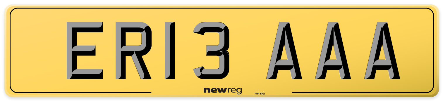 ER13 AAA Rear Number Plate