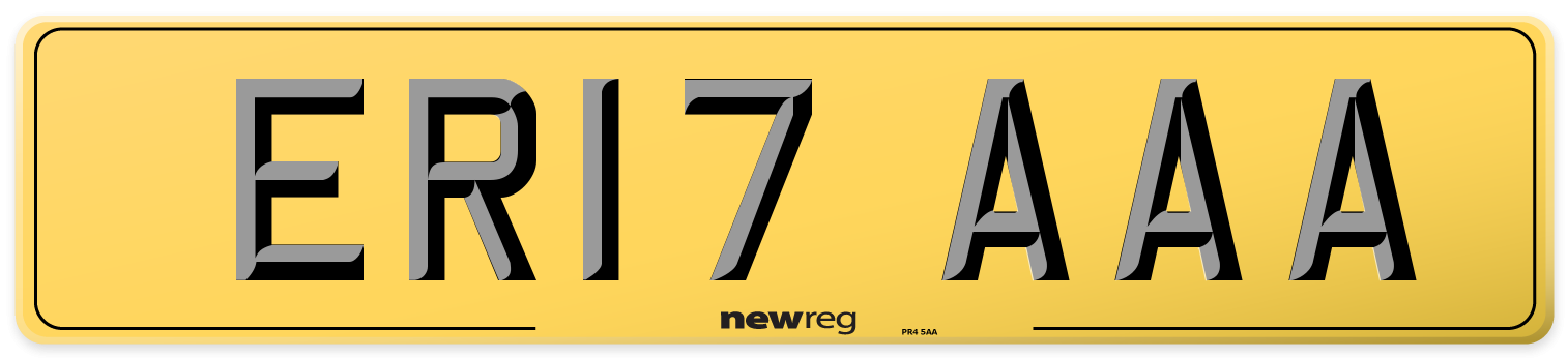 ER17 AAA Rear Number Plate