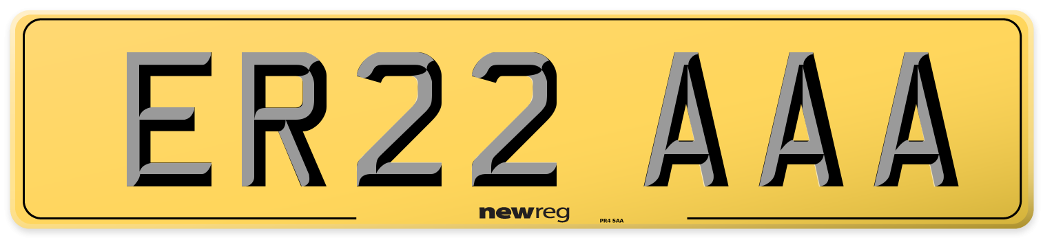 ER22 AAA Rear Number Plate