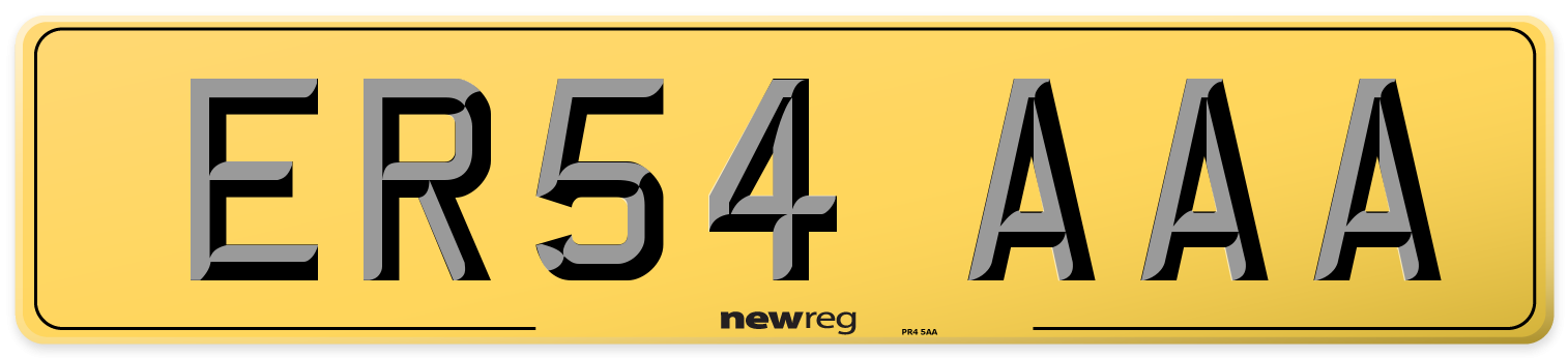 ER54 AAA Rear Number Plate