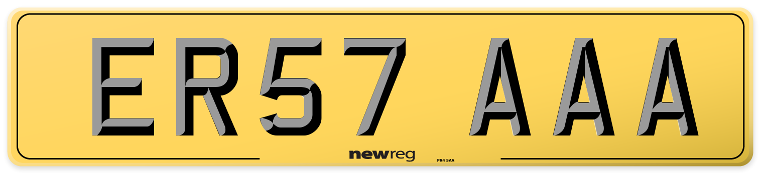ER57 AAA Rear Number Plate