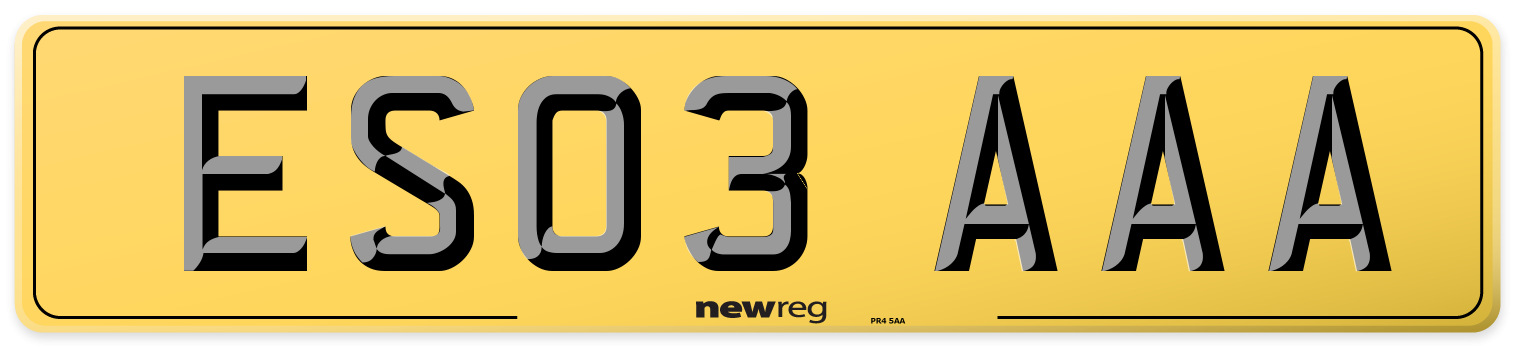 ES03 AAA Rear Number Plate