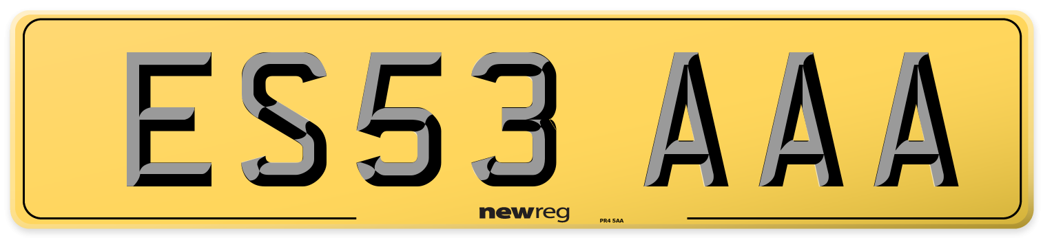 ES53 AAA Rear Number Plate