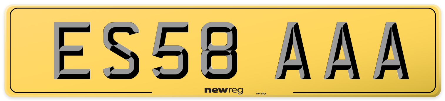 ES58 AAA Rear Number Plate