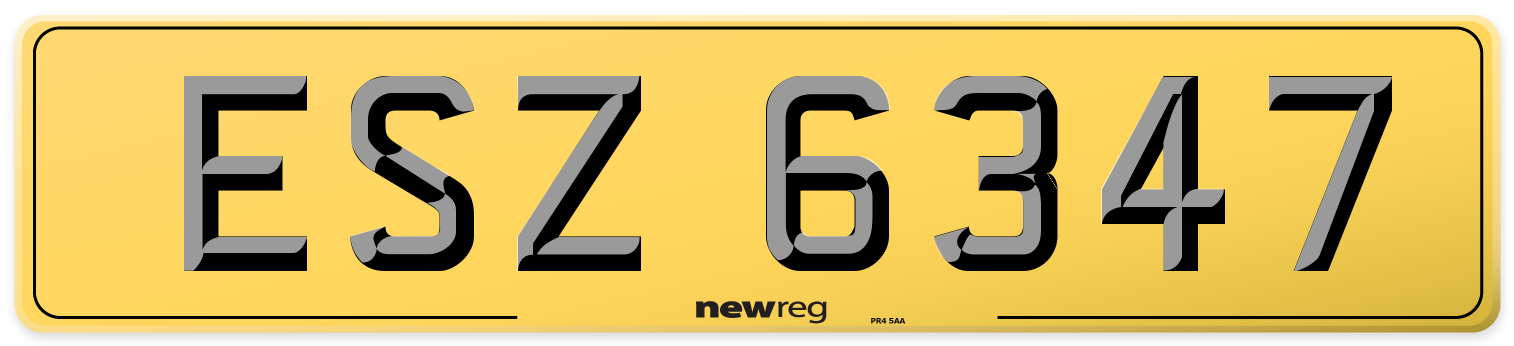 ESZ 6347 Rear Number Plate