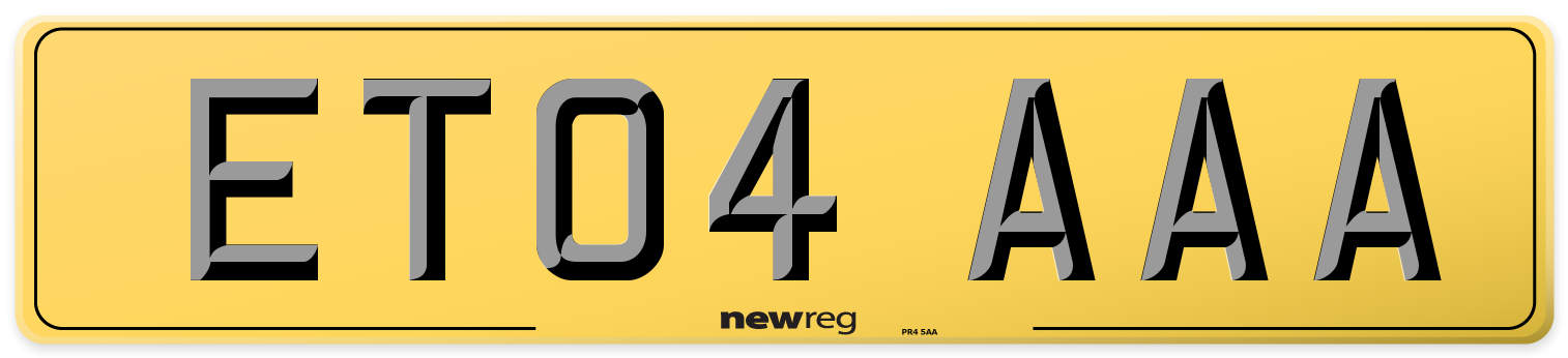 ET04 AAA Rear Number Plate