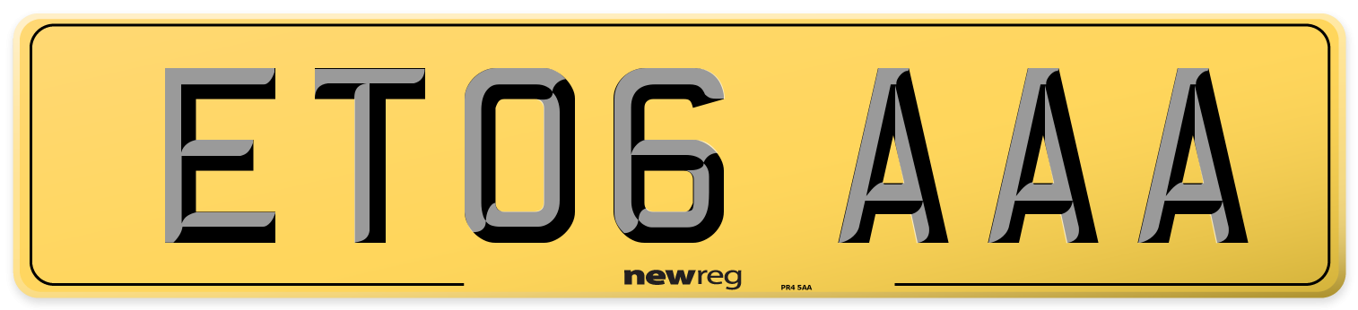 ET06 AAA Rear Number Plate