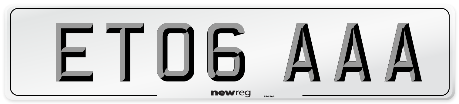 ET06 AAA Front Number Plate