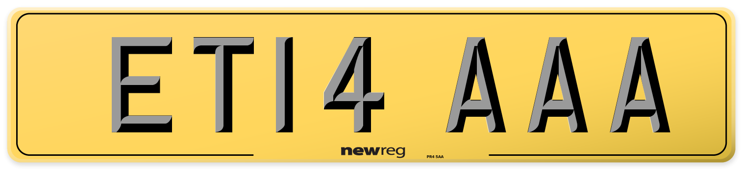 ET14 AAA Rear Number Plate