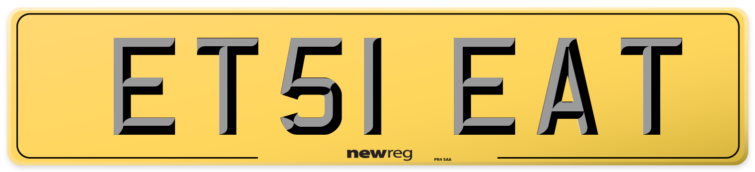 ET51 EAT Rear Number Plate