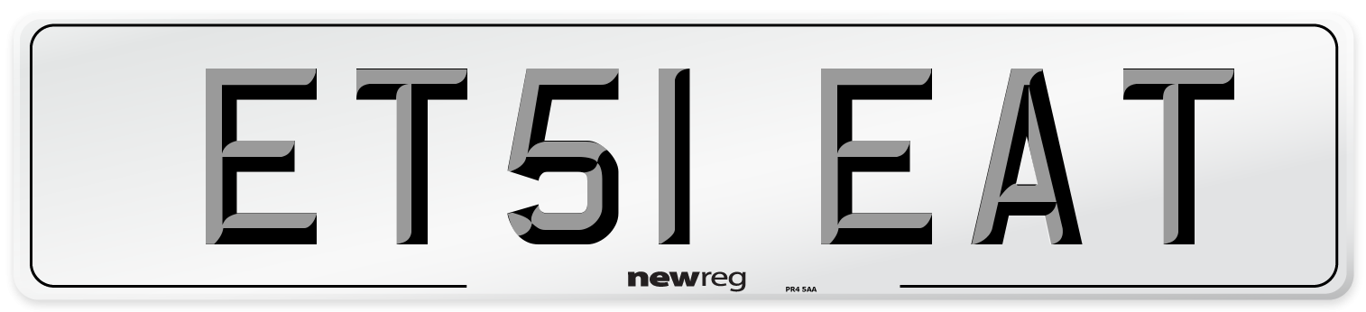 ET51 EAT Front Number Plate