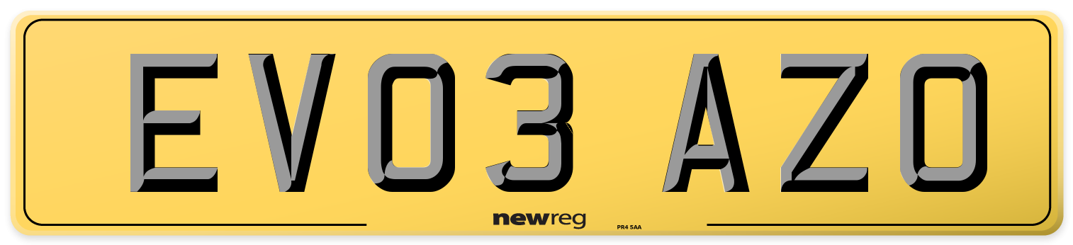 EV03 AZO Rear Number Plate