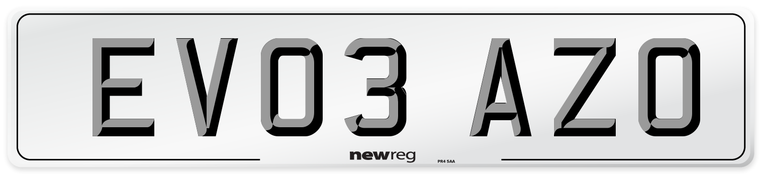 EV03 AZO Front Number Plate