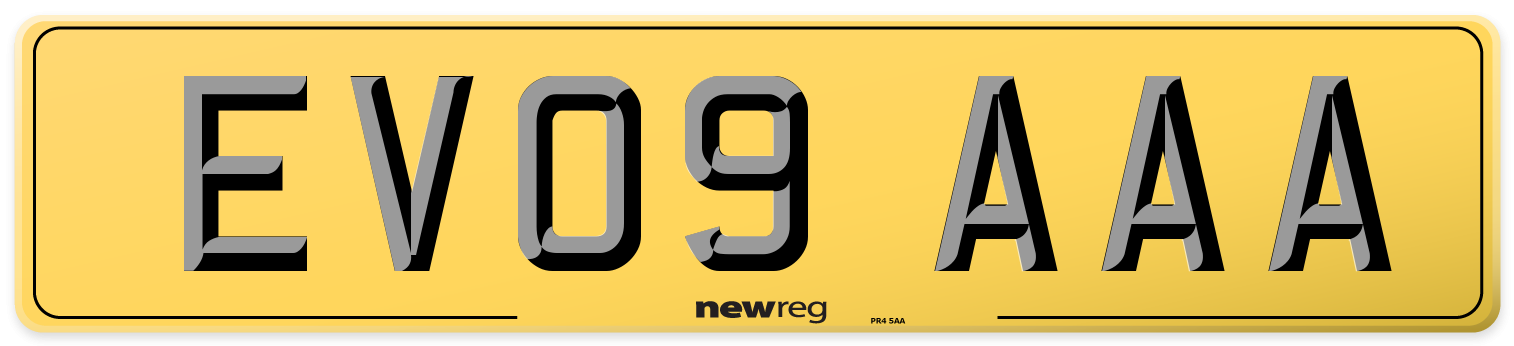 EV09 AAA Rear Number Plate