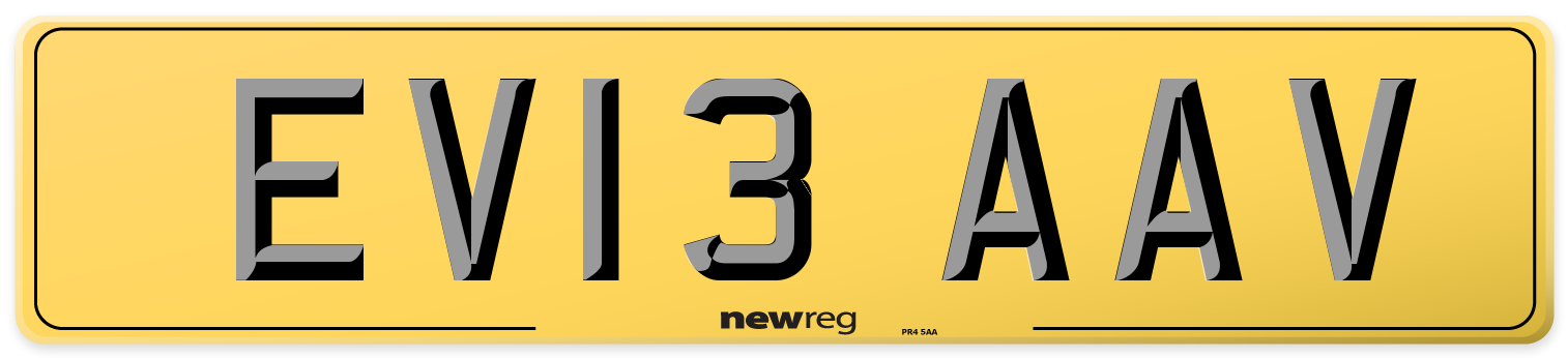 EV13 AAV Rear Number Plate