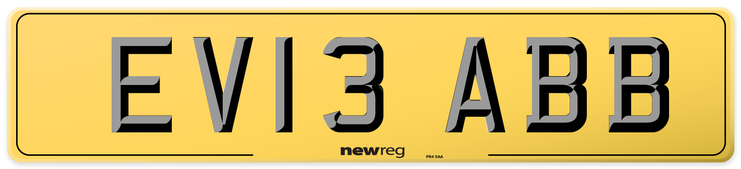 EV13 ABB Rear Number Plate