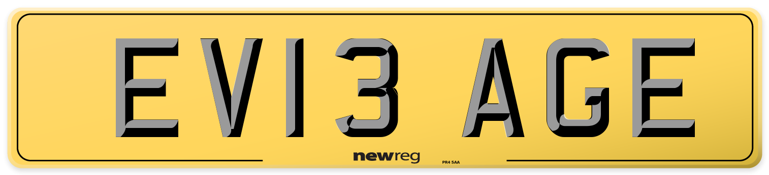 EV13 AGE Rear Number Plate