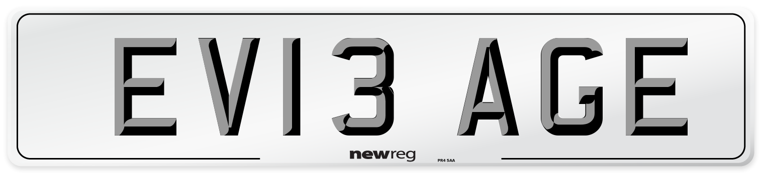 EV13 AGE Front Number Plate