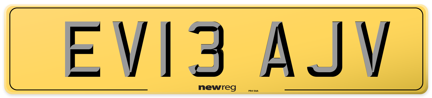 EV13 AJV Rear Number Plate