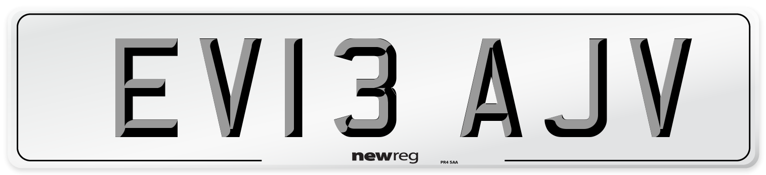 EV13 AJV Front Number Plate