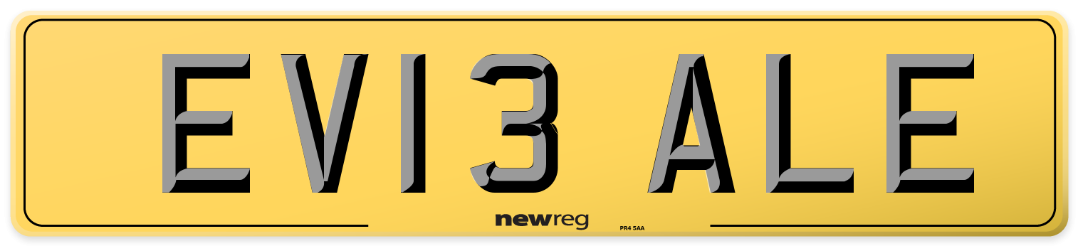 EV13 ALE Rear Number Plate
