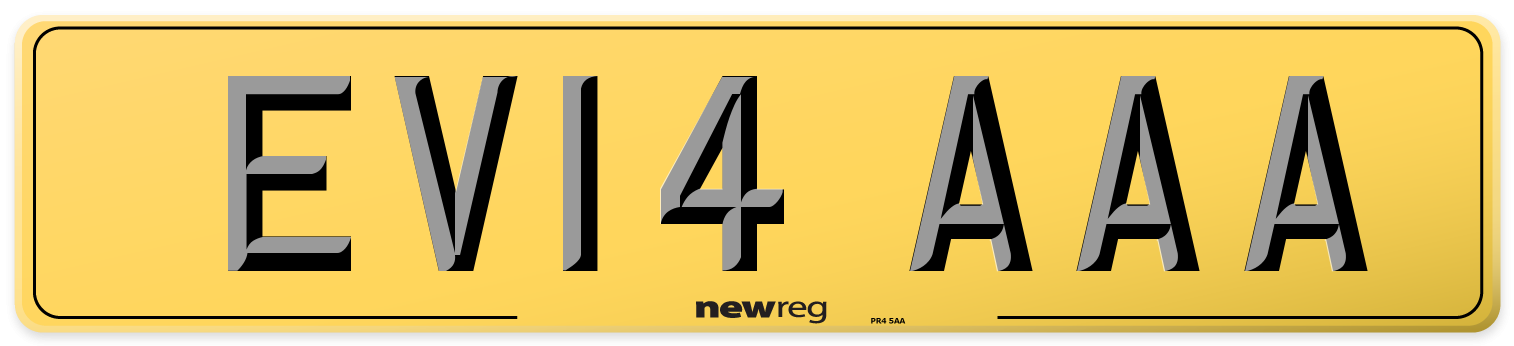 EV14 AAA Rear Number Plate