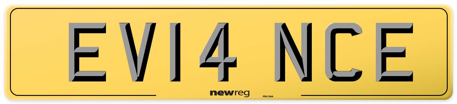EV14 NCE Rear Number Plate