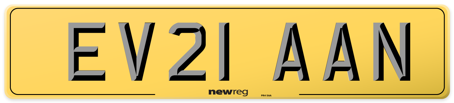 EV21 AAN Rear Number Plate