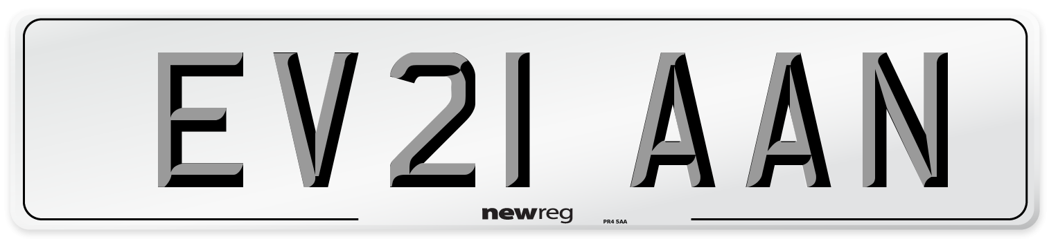 EV21 AAN Front Number Plate