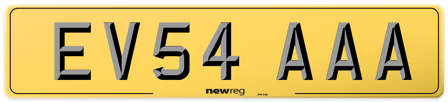 EV54 AAA Rear Number Plate