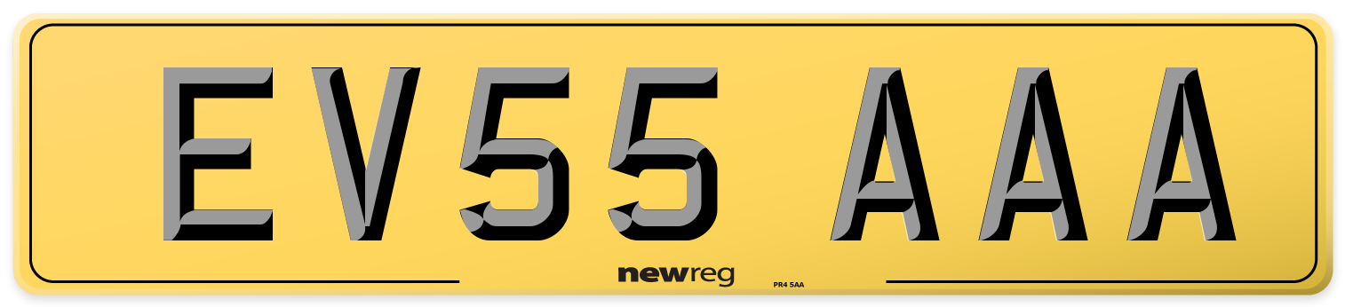 EV55 AAA Rear Number Plate