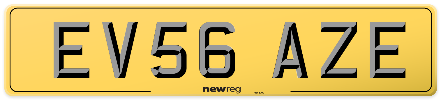 EV56 AZE Rear Number Plate