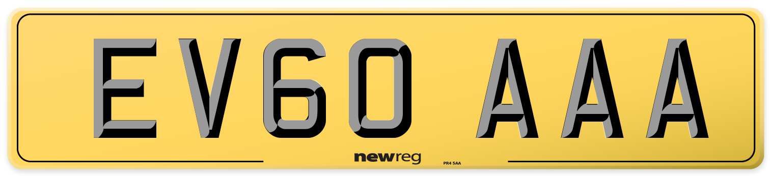 EV60 AAA Rear Number Plate