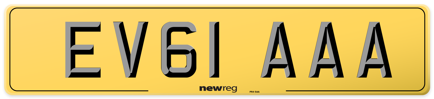 EV61 AAA Rear Number Plate