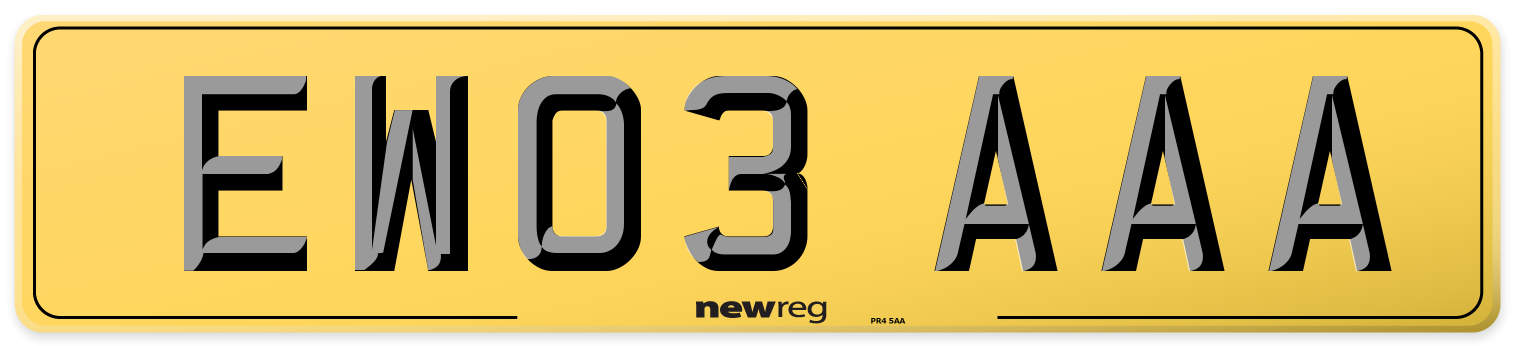 EW03 AAA Rear Number Plate