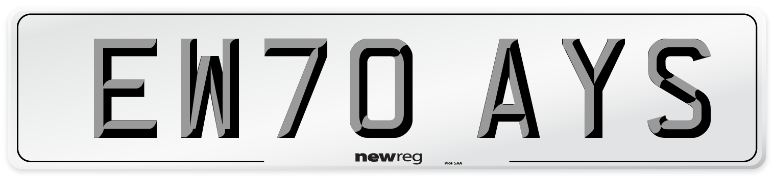 EW70 AYS Front Number Plate