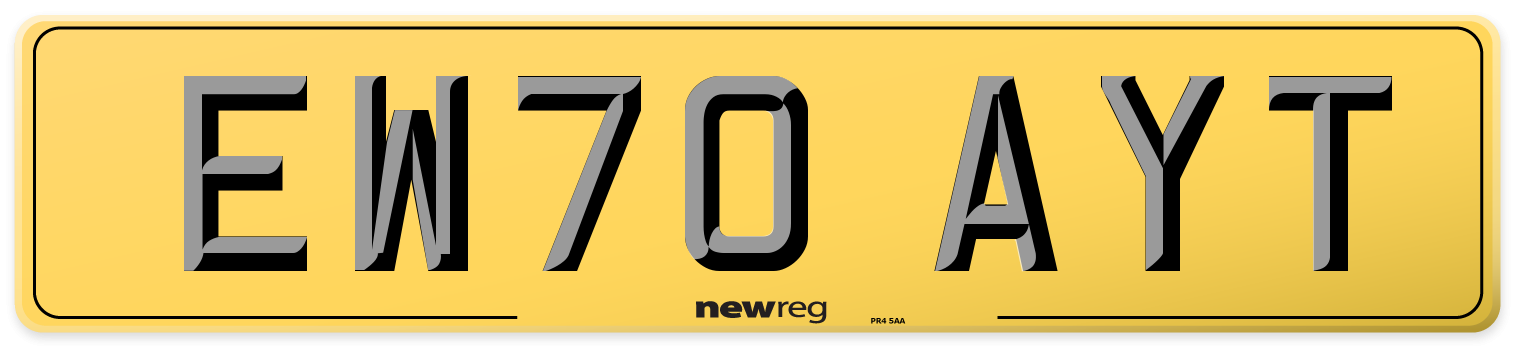 EW70 AYT Rear Number Plate