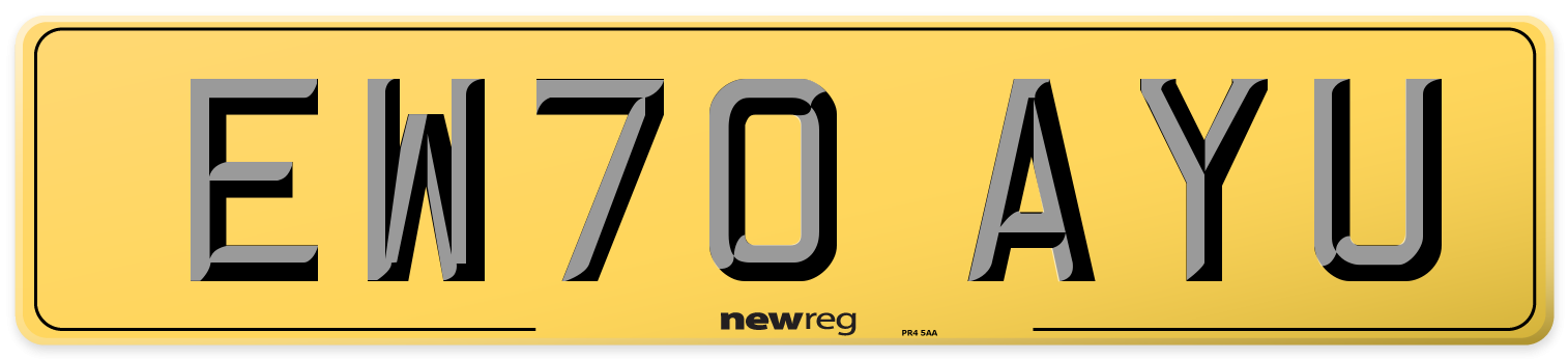 EW70 AYU Rear Number Plate
