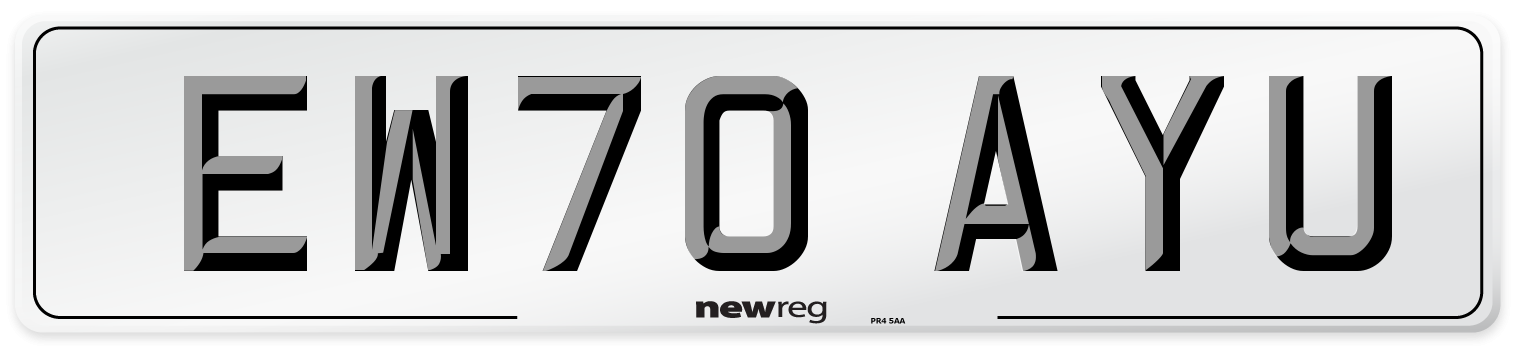 EW70 AYU Front Number Plate