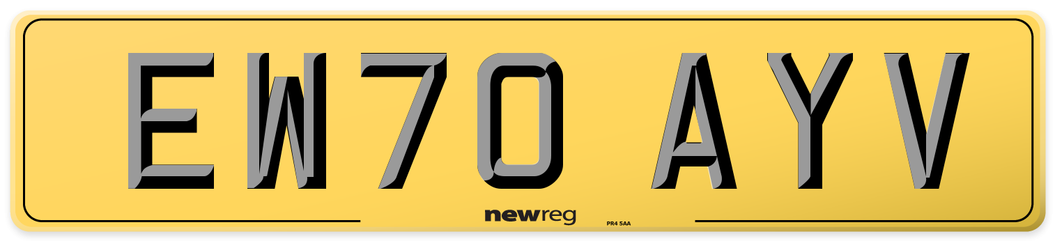 EW70 AYV Rear Number Plate